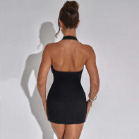 BUNO-Minivestido de Color liso para mujer, vestidos sin tirantes con escote en V profundo a la moda, ropa de calle de tendencia femenina - details 9
