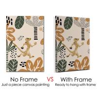 Pinturas de Lion King Boho en lienzo con marco Decoración de pared para habitación de bebé JUBEER Arte de pared con diseño de animal de safari Simba - details 0