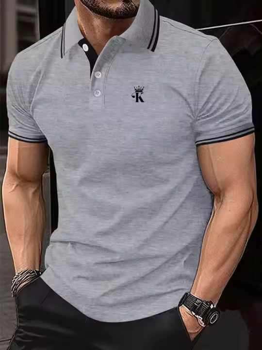 Camisa Polo para Hombre, Camiseta de Golf Casual Corta, Cuello Clásico Básico, Botones Frontales, Verano, Ajuste Regular, Poliéster - 1
