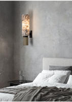 Lámpara de pared de mármol Natural de lujo para decoración del hogar, candelabro de 15,7 "para mesita de noche, sala de estar, dormitorio, pasillo, accesorios de iluminación, E27 - details 8