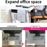 Bandeja para ordenador portátil sin taladro debajo del escritorio, lados de mesa ajustables para ahorrar espacio, soporte para ordenador portátil, carga, refrigeración, acceso rápido - details 2