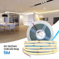 Tira de luces LED COB de 5M, 12V, 24V, 8MM de ancho, cinta Flexible de diodo 320 K, 3000K, 4000K, 6000K, para habitación - details 0