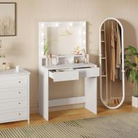 Tocador de Maquillaje Moderno con Luz LED y Espejo Grande Mueble de Dormitorio con 2 Cajones y 3 Compartimentos Abiertos - details 1