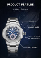 Reloj de hombre resistente al agua de cuarzo con calendario luminoso y correa de acero inoxidable - details 22