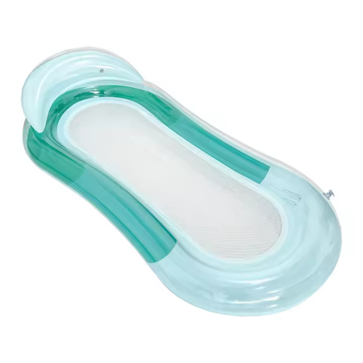 Fila flotante inflable para piscina, cama flotante plegable a rayas, hamaca de entretenimiento acuático, fila flotante reclinable individual - 1