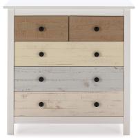 Comoda de noche de 5 cajones en blanco y cajones multicolor - details 4