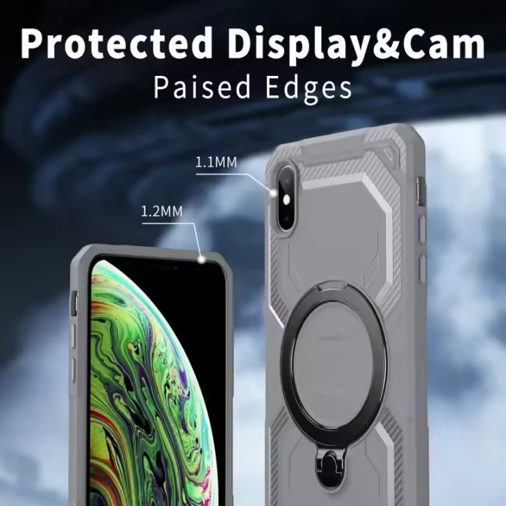 Funda de Silicona para iPhone XS Max A Prueba de Golpes, Soporte de Anillo de Coche Magnético - 1