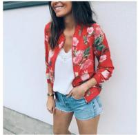 Chaqueta bomber elegante con estampado floral de primavera y otoño - details 5