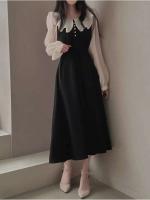 Elegante Vestido de Manga Larga Estilo Francés Vintage con Volantes Chic dulce Templamento - details 6