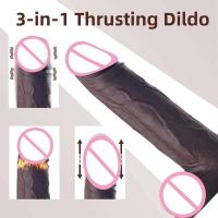Vibrador consolador realista de pene grande de empuje para mujeres, vibradores telescópicos con calefacción, tapón Anal para adultos mayores de 18 años, Juguetes sexuales - details 2