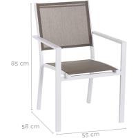 Silla de jardín apilable Deluxe Tailandesa |   De aluminio y textileno |   Tamaño 55x60x86 cm. |   (2, Negro y Marrón) - details 27