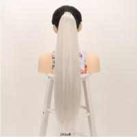 Extensiones de cola de caballo sintéticas esponjosas, suaves con banda elástica, postizo largo Yaki liso, bricolaje, colas de caballo postizas de 24 pulgadas, uso diario - details 7