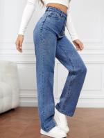 Vaqueros de cintura alta para mujer, pantalones rectos de pierna ancha - details 2