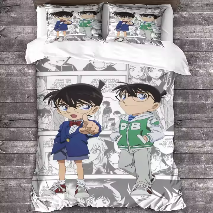Juego de Fundas de Duvet de Detective Boy Suavidad y Tema Anime en 3D Juego de Ropa de Cama para Niños - 1