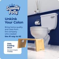 Taburete plegable de bambú para inodoro – Taburete de baño plegable de 7 pulgadas para niños y adultos, color marrón - details 1