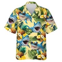 Ropa de playa hawaiana para hombre con estampados de animales interesantes, camisa con cuello de surf Aloha, vacaciones, manga corta, Hola - details 3