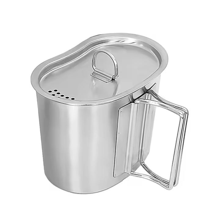 Olla humeante de acero inoxidable con tapa para acampar, para senderismo, mochilero - 1