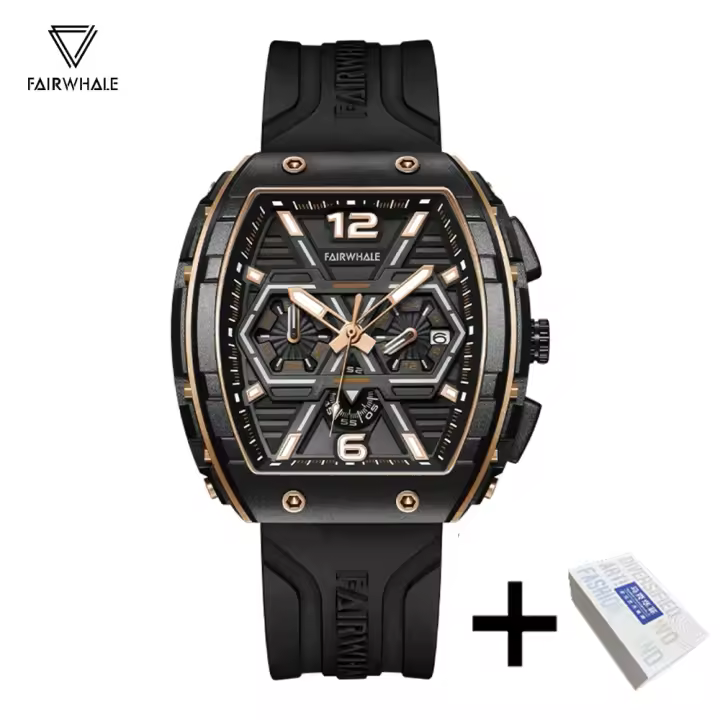 Reloj Deportivo de Cuarzo de Silicona de Lujo MARK FAIRWHALE Reloj Automático con Fecha para Hombres Resistente al Agua Estilo Tonneau - 1