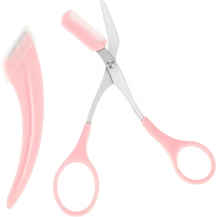 Tijeras de corte de cejas para mujeres, peine de precisión profesional con peine, juego de tijeras pequeñas, 2 piezas - 1