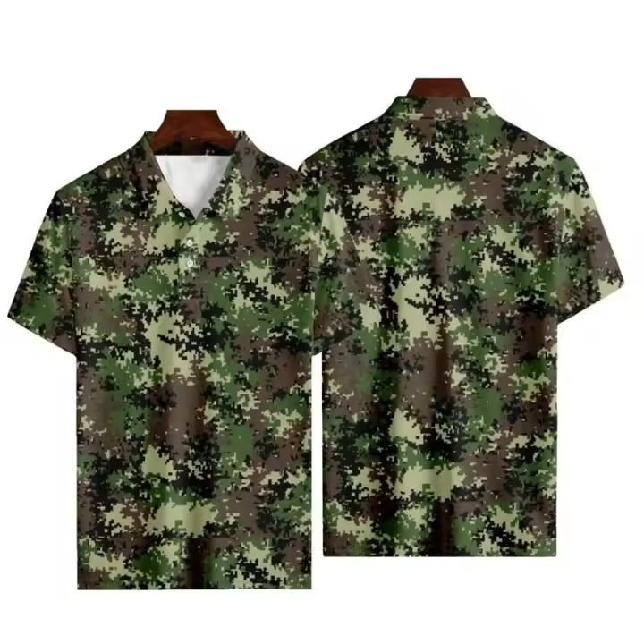Polo hawaiano de camuflaje para hombre, camiseta de golf de manga corta con hojas 3D y rayas de vaca, ropa de calle de gran tamaño, verano - 1
