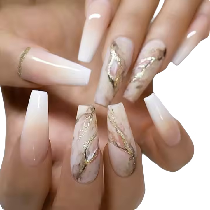 Uñas postizas Uñas largas Pegamento sobre papel dorado Prensa sobre - 1