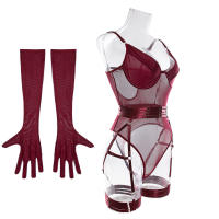 Nueva lencería erótica banda empalme guantes ajustados conjunto de tres piezas camisón camisón ropa interior sexy lencería erótica para mujeres - details 26