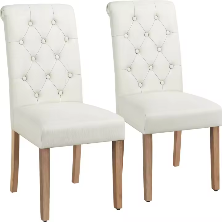 2 Sillas de Comedor Silla Acolchada con Respaldo Alto Patas de Madera Silla de Tela para Comedor Cocina Gris - 1
