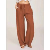 Pantalones de Lino de Algodón para Mujer Cintura Elástica, Bolsillo, Estilo Callejero - details 5