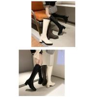 Botas De Tacón Cuadrado De Moda Para Mujer, Botas De Cabeza Cuadrada De Tacón Alto De Pila Alta - details 7