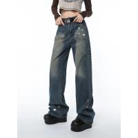 Vaqueros Retro Americanos de Cinco Puntos Pantalones Holgados de Pierna Ancha para Mujer - details 10