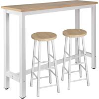 Conjunto de Mesa de Bar y Taburete de Metal Blanco Estructura de 140x40x100 cm para Cocina, Sala de Estar - details 34
