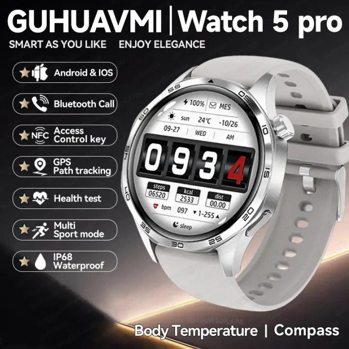 Nuevo reloj 5 Pro Reloj inteligente Pantalla AMOLED HD de 1,53 pulgadas 360 * 360 Rastreador GPS Pulsera de monitoreo de salud Bluetooth resistente al agua Reloj deportivo para exteriores para hombres Brújula 2025 Regalo exquisito para hombres - 1