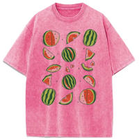 Camisetas lavadas con estampado abierto de sandía para mujer, Camiseta de algodón Y2K, Top holgado de Hip Hop, ropa suave y transpirable - details 21