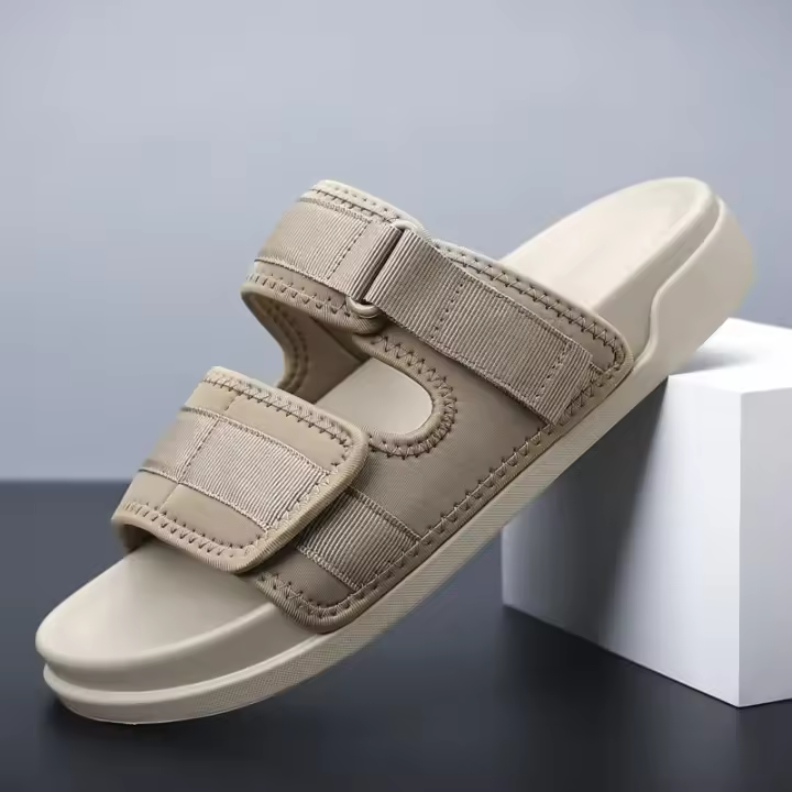 Zapatillas de lona con doble botón para hombre, zapatos de playa impermeables y antideslizantes, suela suave, moda de verano - 1