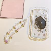 Correa de cadena con cuentas de melocotón para teléfono móvil, joyería dulce para mujer y niña, cordón de flores para teléfono móvil con perlas, llavero para iPhone - details 6