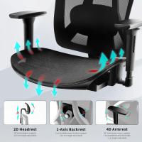 Silla Ergonómica Escritorio Silla Oficina con 2-Eje Soporte Lumbar Regulable, Sillas Escritorio a Malla Carbón Sillas Ejecutiva Ordenador Respaldo Alto Cadeira Asiento Cascada Carga 150kg - details 5