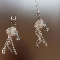 Llavero de medusas con conchas de mar y estrellas, cordón Y2K con tema oceánico, cordón para teléfono con cuentas, colgante colorido, abalorio para teléfono de medusas - details 1