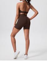 Lemon-conjunto deportivo de Yoga para mujer, mallas cortas de cintura alta y cuello redondo, sujetador cruzado, 2 piezas - details 16