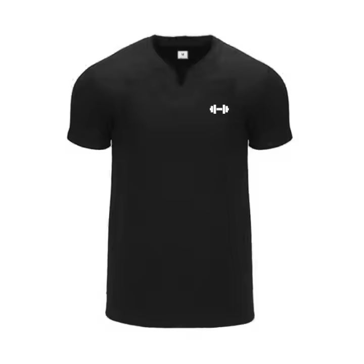 Camisetas de manga corta con cuello en V para hombre, camiseta ajustada elástica con diseño de mancuernas de verano, ropa deportiva para gimnasio, camisetas deportivas de secado rápido - 1