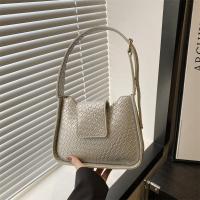 Bolso de hombro tejido de Color sólido a la moda, bolso de cuero Pu con hebilla, bolso pequeño de media luna, bolso de viaje para axila - details 23