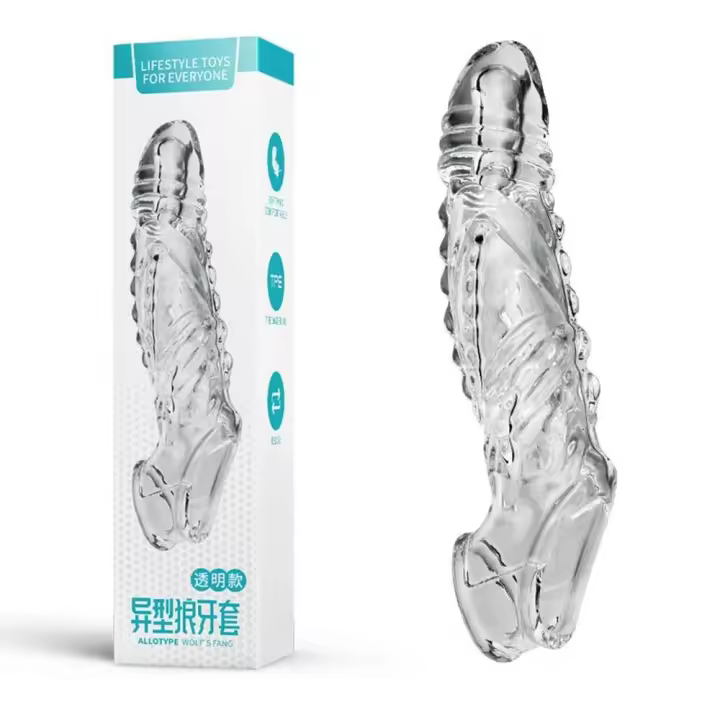 Extensiones de manga Leten, condones para hombres, vibradores retardantes de agrandamiento, anillo de cristal, cubierta vibratoria, Juguetes sexuales para hombres - 1