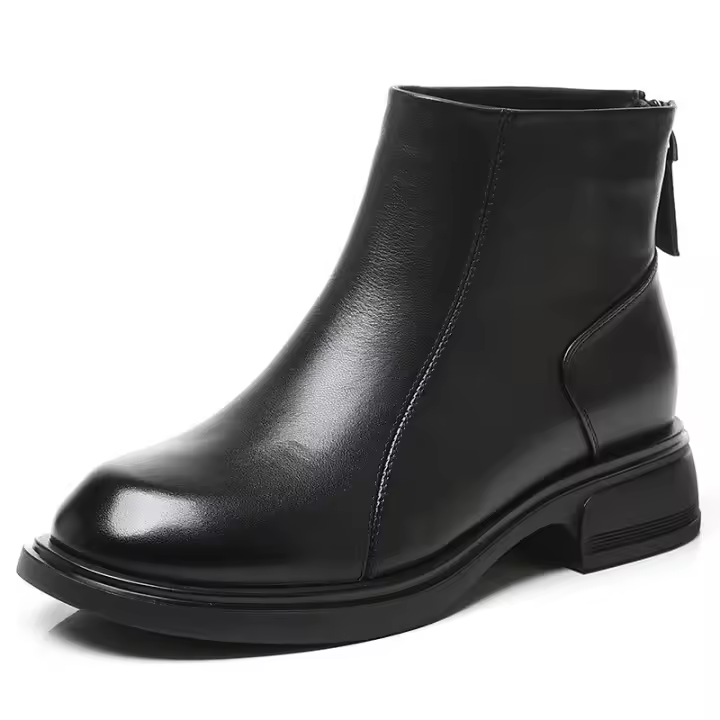 Botas Martin de piel de vaca de primera capa para mujer 2025 nuevas botas de plataforma para mujer botas cortas de otoño e invierno botas de cuero de tacón grueso para mujer. - 1