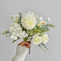 Ramo de rosas simuladas con bola bordada, ramo de mano de 44CM, bola de rosas artificiales, accesorios de fotografía para salón de bodas, decoración del hogar - details 3