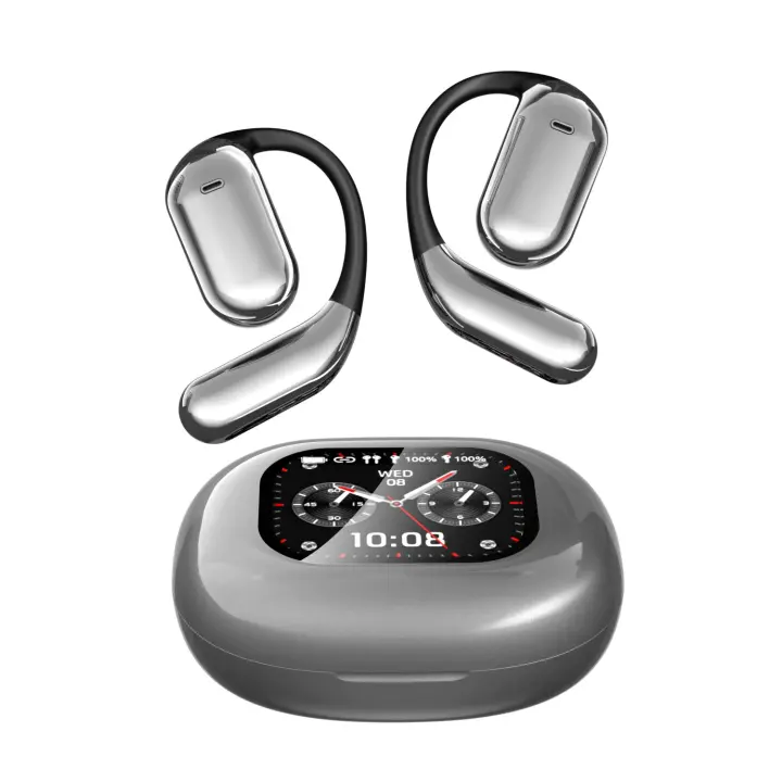 Auriculares de traducción Ai en tiempo real, traductor de 144 idiomas sobre los auriculares |   Auriculares Bluetooth abiertos con pantalla táctil inteligente |   Auriculares abiertos inalámbricos verdaderos Bluetooth 5.4 - 1