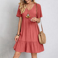 Vestidos de mujer falda suelta mangas cortas informales túnica vestido fluido - details 1
