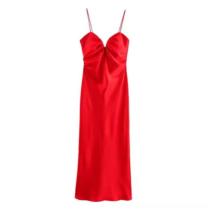 TRAFZA 2025 vestido de verano para mujer, moda sólida, sin mangas, Vestidos largos, vestido de noche versátil para mujer, Vestidos - 1