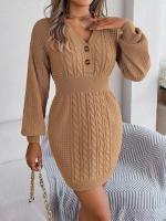 Elegante Vestido de Punto para Mujer Color Sólido, Cuello V, Moda Y2K 2025 - details 14