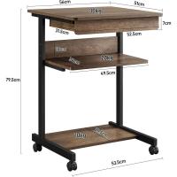 Mesa Ordenador con Ruedas Escritorios Ordenador Pequeña con Bandeja de Teclado Mesa Gaming con Cajón para Estudio,Espacio Límite Negro 79,5x56x51cm Roble Claro - details 27