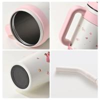 Taza de vacío de dibujos animados de 1000ML con tapa y pajita, vaso aislado de acero inoxidable 316 con asa, botella de agua térmica de regalo - details 4