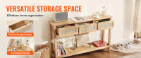 SucceBuy Mesa consola de ratán con 3 cajones de almacenamiento, puerta corrediza de ratán, mesa de sofá de entrada para sala de estar, estudio, pared de TV, material ecológico, construcción robusta, color natural - details 1